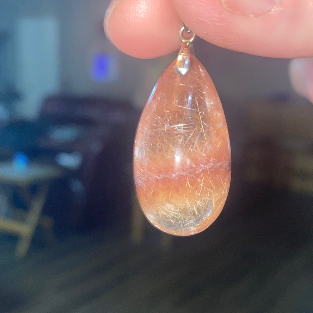 Gorgeous garden quartz and rutile pendant